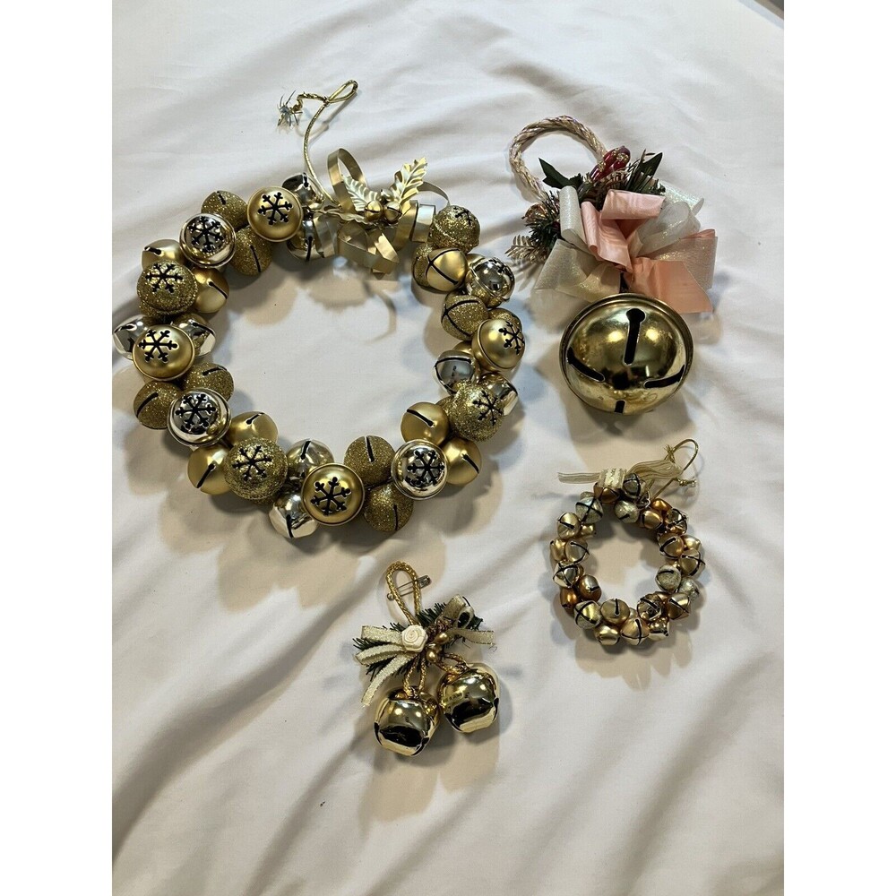 Lot Of Metal Jingle Bells Christmas Holiday Wreath Cluster Sparkle Garland Music